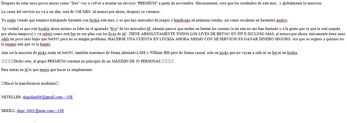 DagoITF's tweet photo. buenas, os dejo un comunicado que he realizado en el canal free
sobre mi nuevo servició PREMIUM. TENÉIS LAS PLAZAS YA ABIERTAS😉 https://t.co/IGqmS3lZCI