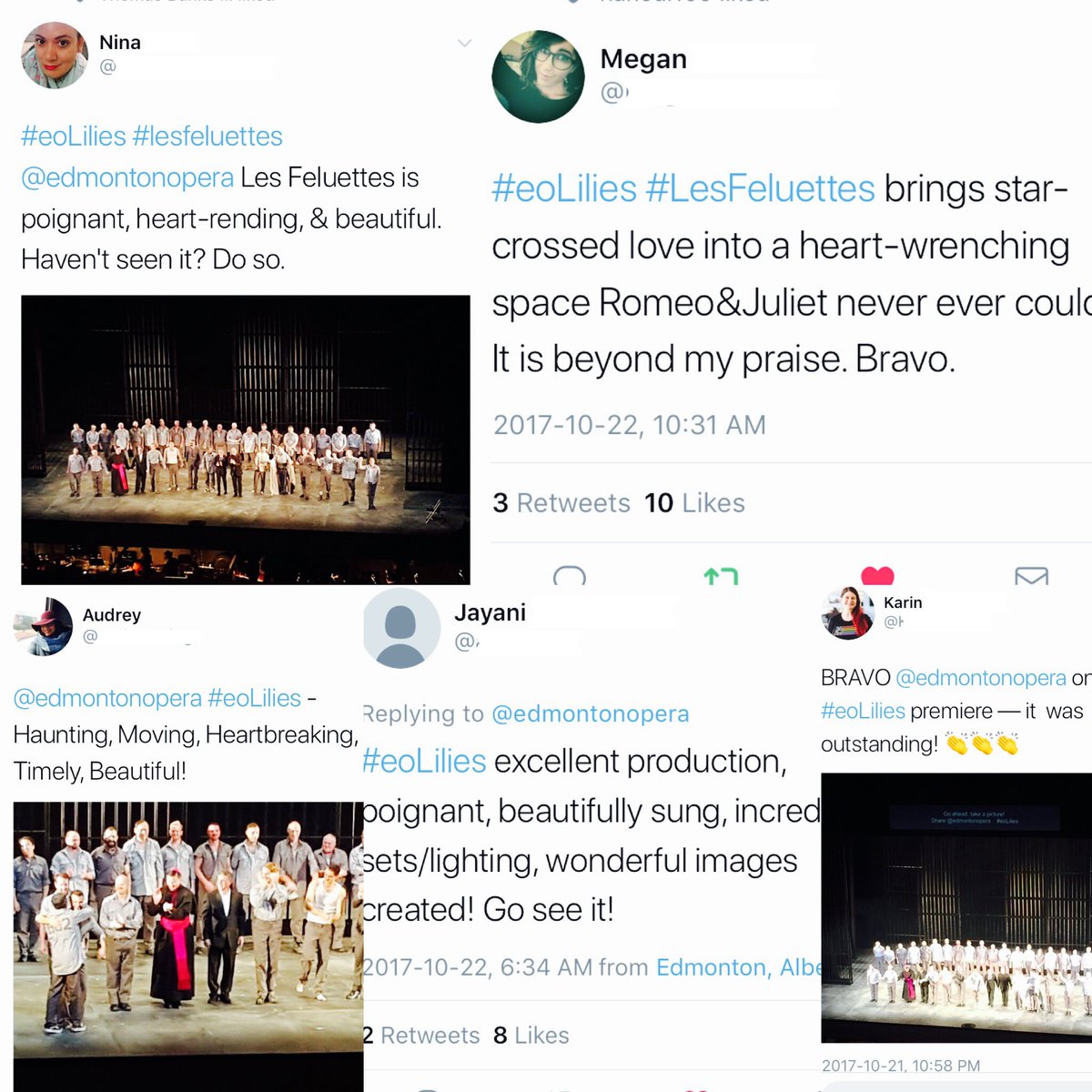 edmontonopera's tweet photo. #yeg audiences have been showing their love for #eoLilies! Don't miss our two remaining performances on Oct 24 &amp; 27: https://t.co/xYBNGgt1PC https://t.co/tmXklhIYOT