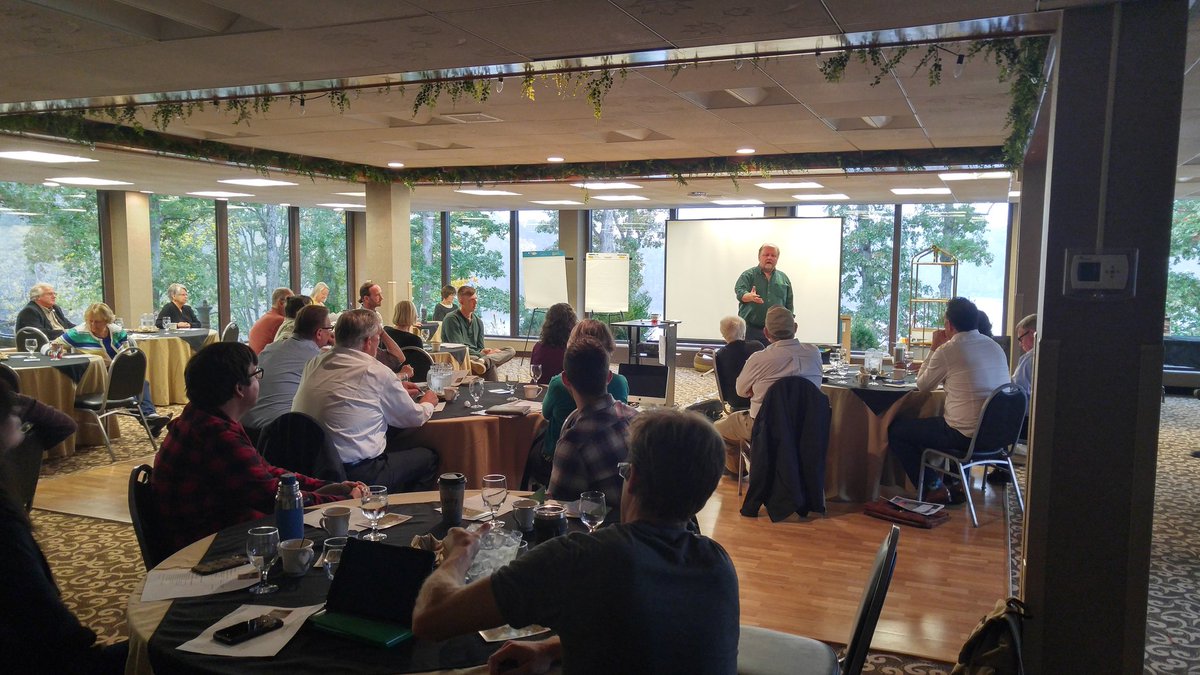 Board member Ken Bowald talks about interpretive guides at @ohioswindingrd event at <a href="/BurrOakGetaways/">Burr Oak Getaways</a> Lodge. Where does clean energy fit in?