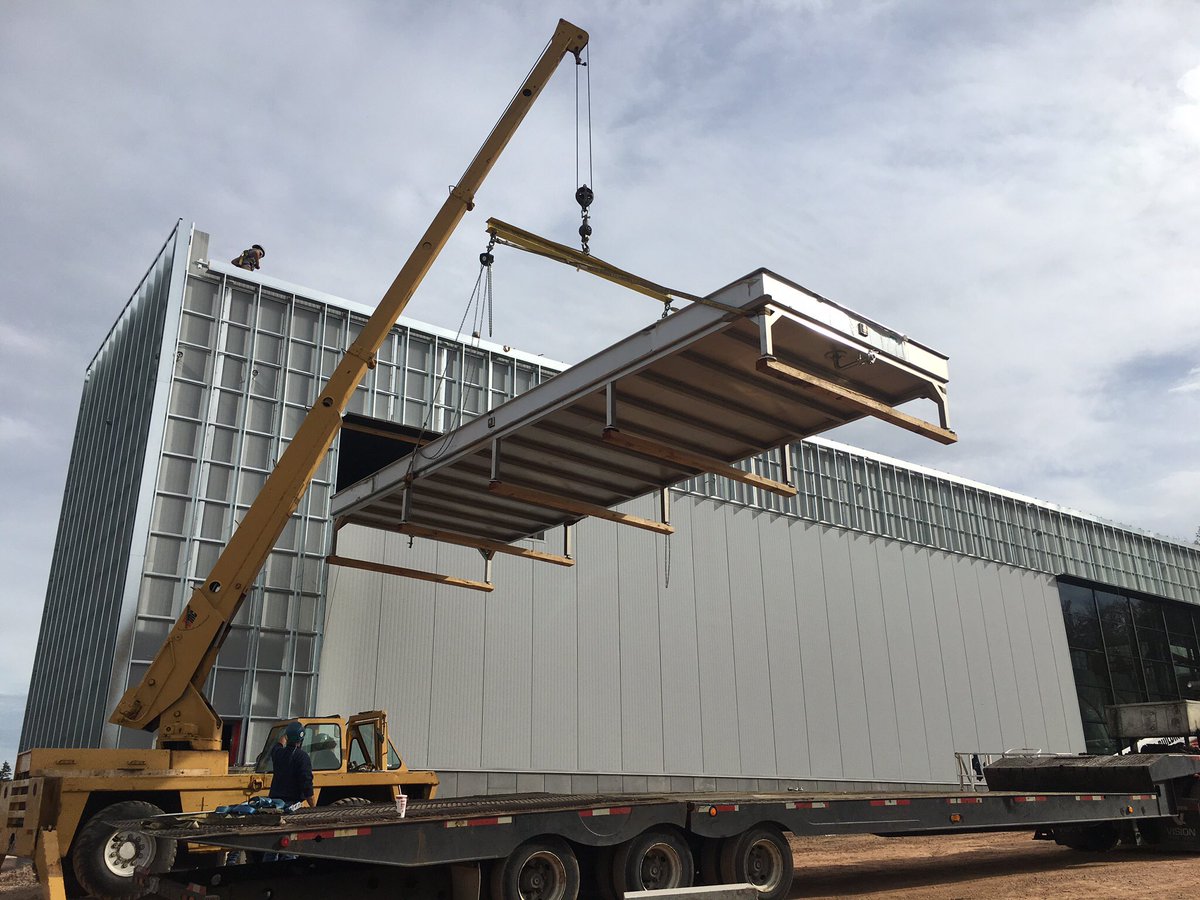 benchbrewing's tweet photo. We moved our 300sq foot #coolship in today, and it took more than just a little elbow grease! #BenchBrewing #BuildingBench #OntarioCraftBeer https://t.co/g42iOBl36z