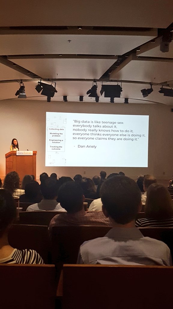 BerkeleyISchool's tweet photo. "Iteration is key to data science" - Hoda Eydgahi making the case for full stack data scientists (@stitchfix they do it all!) #DataDialogs https://t.co/LX4JY9GJbx