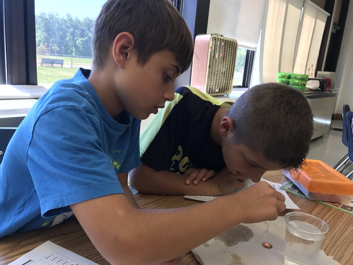 renee_spanos's tweet photo. Students learned surface tension through penny lab! #STEM #engagedlearners https://t.co/LBtJcgoOhb