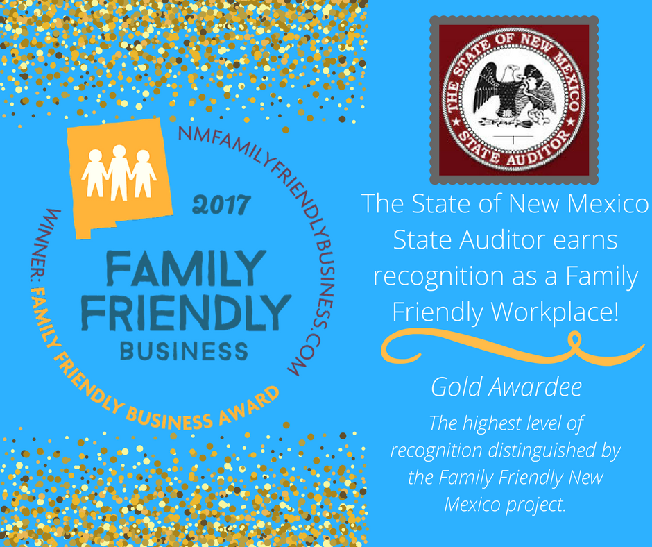FamilyFrndlyNM's tweet photo. Congratulations to @NMStateAuditor for earning the gold NM Family Friendly Business Award!
@nmfamilyfriendly https://t.co/z2EPUv2tRI