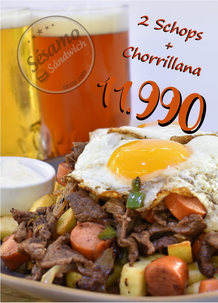 SesamoExpress's tweet photo. La #Chorrillana ingresa a la familia Sésamo... Dos Schop (Kunstmann o Cristal) más una chorrillana por 11.990!!!
* Válido solo en Santa https://t.co/W8lXM2uw6b