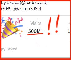 asimo3089's tweet photo. 🎉In only 6 months #JAILBREAK has reached HALF A BILLION place visits!🎉
@badccvoid &amp; I can't wait to see where we are in 6 more!
THANK YOU!❤️ https://t.co/Gs5ex99Lo9