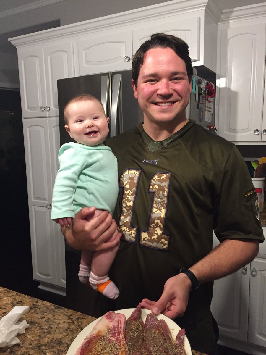 BradJankord's tweet photo. @cj_wentz My baby girl and me in the Dakota South of you! Deer tenderloin and ribeyes! Fly Birds!! #letshunttogether #firstnfljersey@29 https://t.co/evduMbpjCG