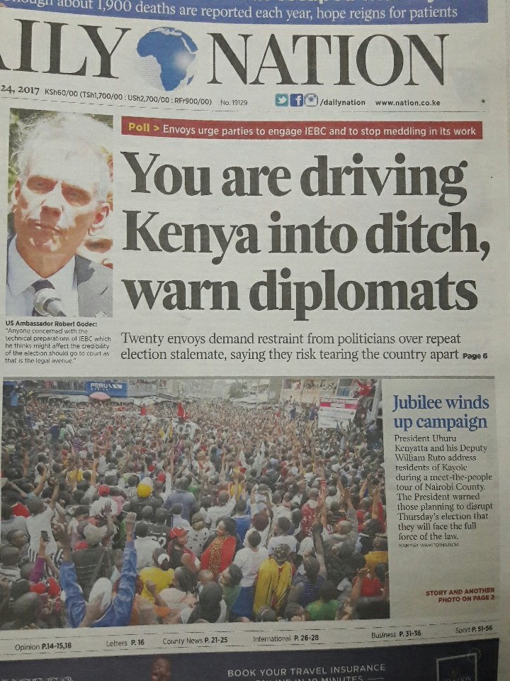 MajimajiKenya's tweet photo. #Brekko Newspaper review @GhettoRadio895 #Brekko #PollPreparedness #Brekko #ResilientKE #Brekko #Destiny2017 #Brekko https://t.co/GF3lPXTfTA