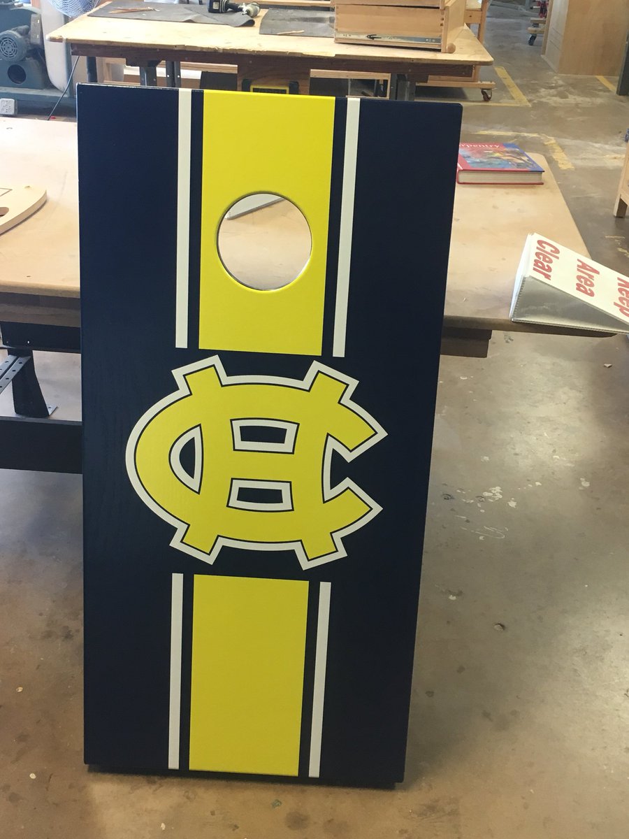 These items built by Chapel Hill Wood Tech students will be in the silent auction on Friday Oct 27th.  Cornhole boards.