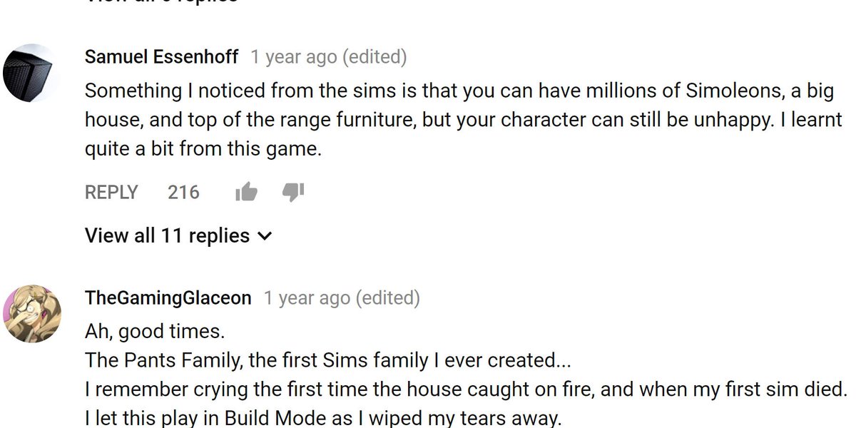 If you're ever looking for deep philosophy about life, look no further than the comment section on "The Sims 1" soundtrack