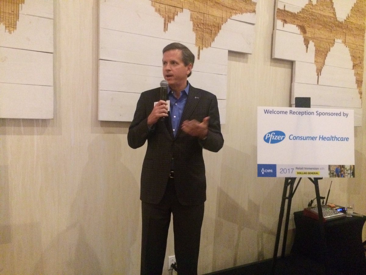 CHPA's tweet photo. "The only thing growing faster than Nashville, is @DollarGeneral!" @scottmmelville welcomes all #RI17 attendees during the Welcome Reception https://t.co/ISzhLdTGGR