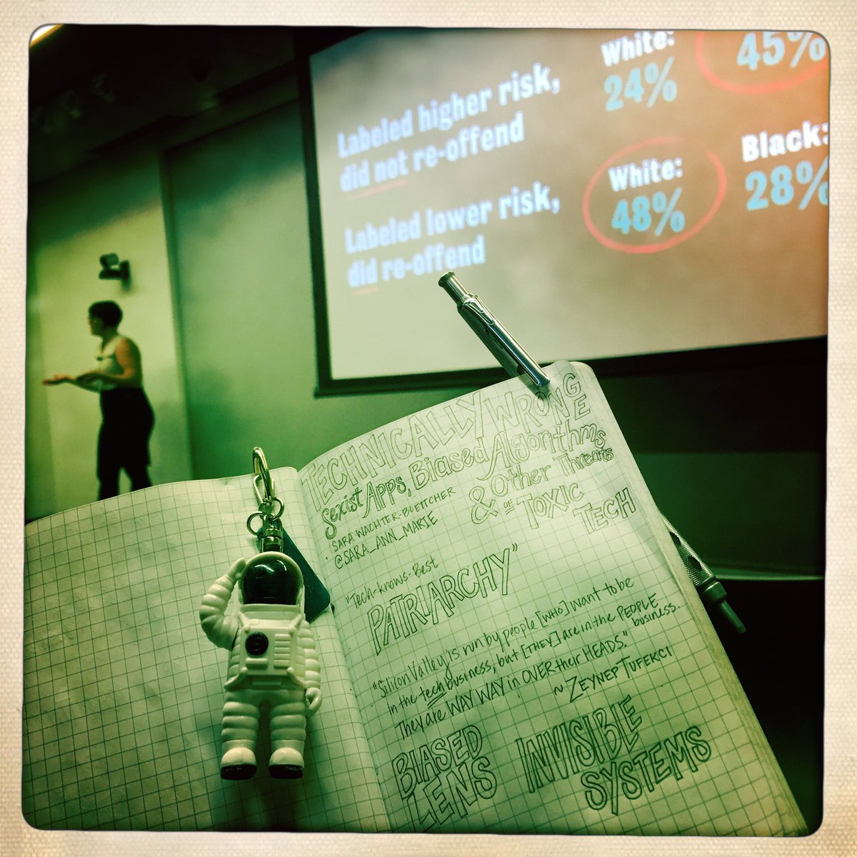Astridpie's tweet photo. Amazing talk @sara_ann_marie #TechnicallyWrong #SexistApps #BiasedAlgorithms & Other Threats of #ToxicTech @HubSpot @lullabot #AIEthics https://t.co/VAqoiTmvlJ