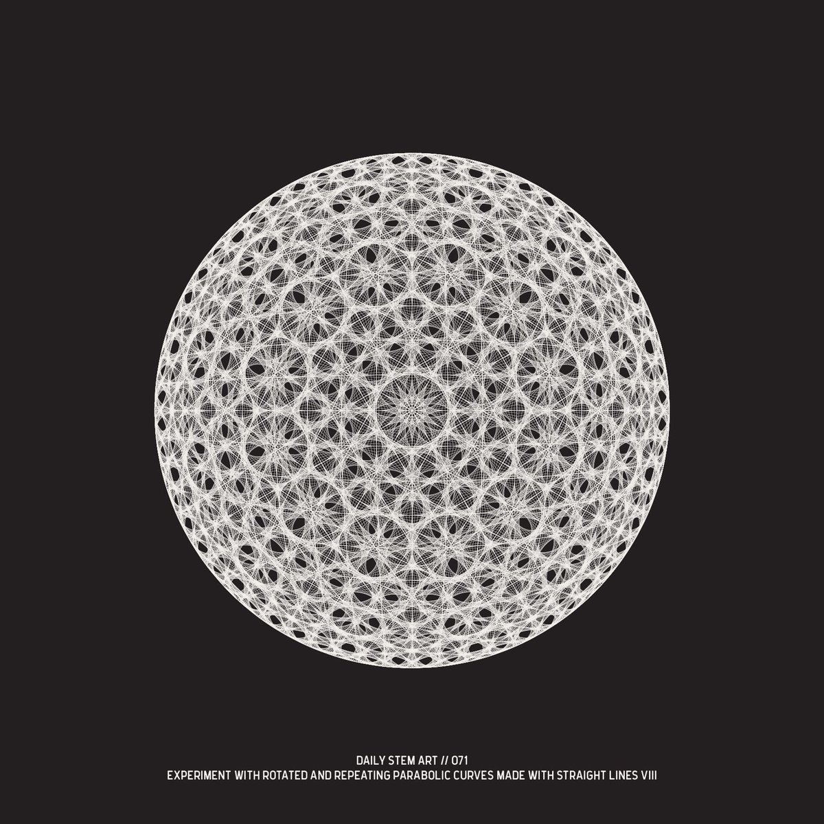Daily_STEM_Art's tweet photo. 071_102317 // Experiment with rotated and repeating parabolic curves made with straight lines VIII. #math #mathematics #art #design #STEM https://t.co/YiHA2tqGjb