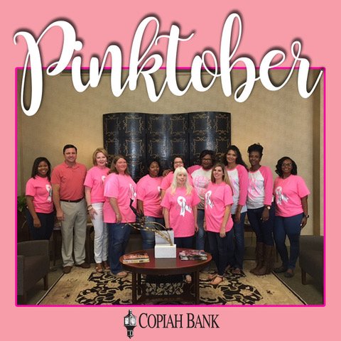 CopiahBank's tweet photo. The Main Office in Hazlehurst looked great in Pink last Friday! #copiahbank #BreastCancerAwareness https://t.co/NztfIUik8a
