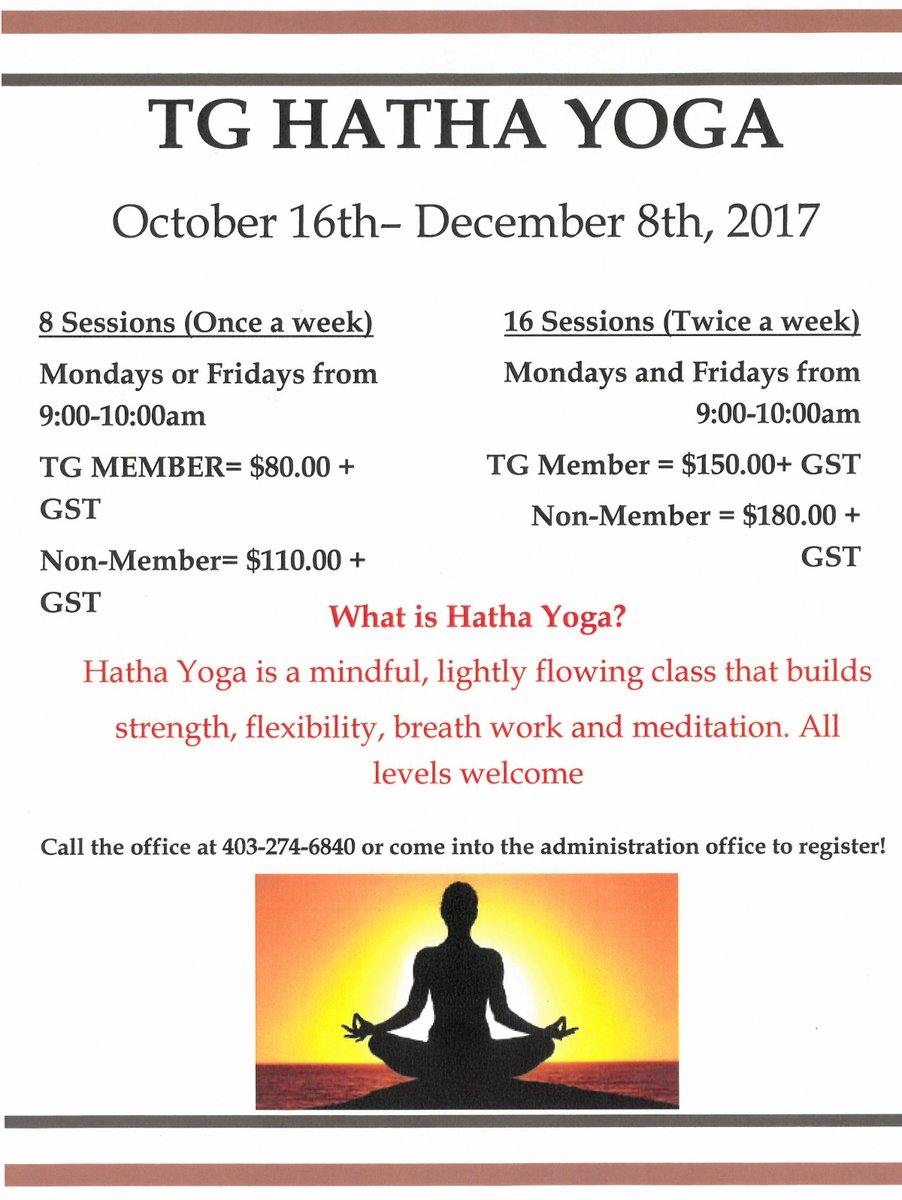 Ready to increase you're flexibility and boost your immune system? 
Give T.G. Hatha Yoga a try! Register today!
#yycca #fit #yoga