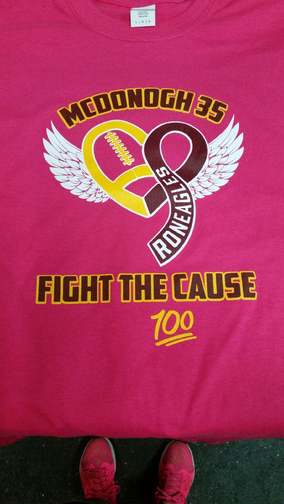 MCD35FOOTBALL's tweet photo. PINK OUT !! PINK OUT!! Come get your Pink T shirt to wear to the game on Friday !! On sale now at school $ 10!!! https://t.co/afXh08whp6