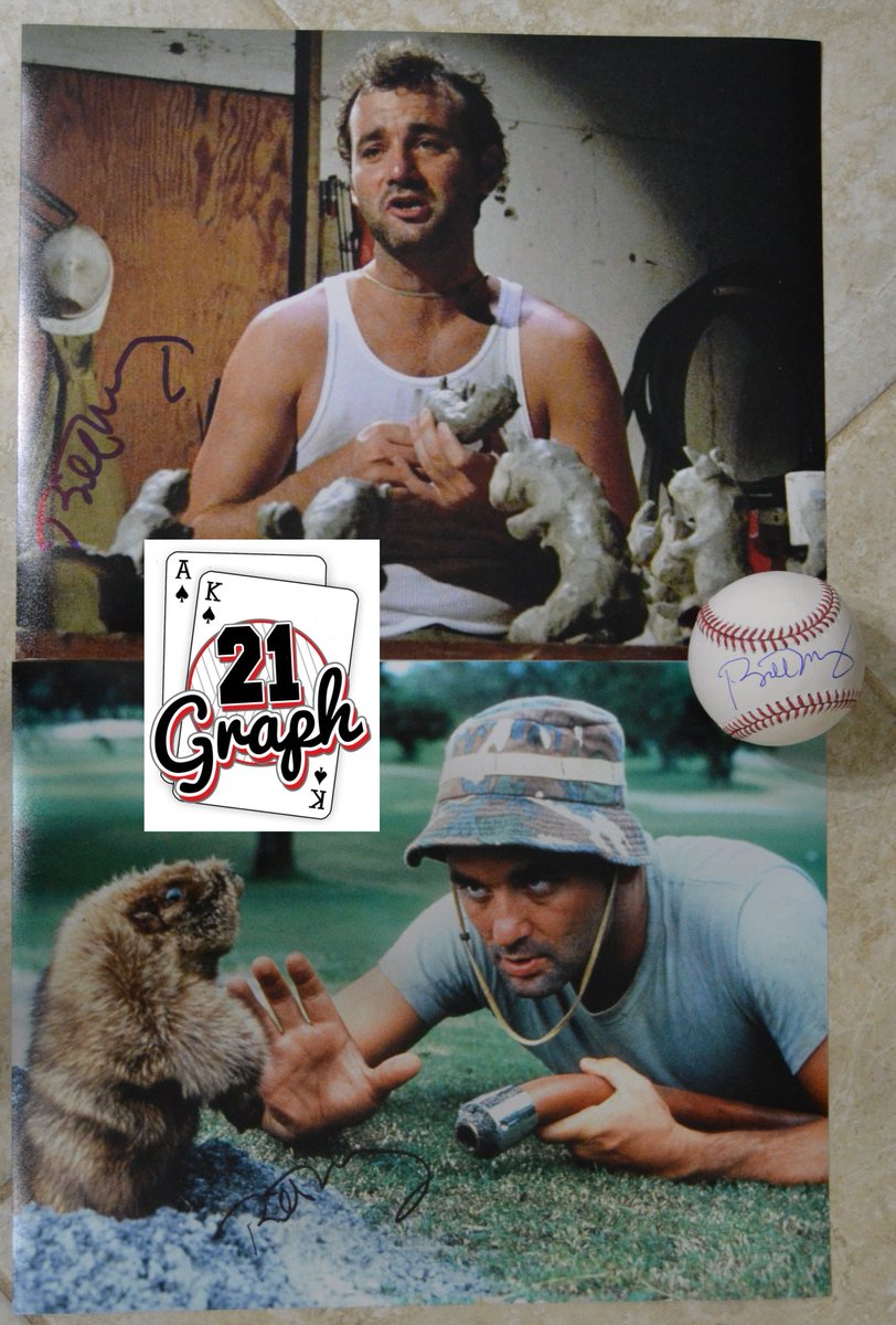 21Graph's tweet image. Thanks to Bill Murray for signing this wkd. I'm just happy no cops were involved or F bombs directed at me this time. #Caddyshack @Cubs