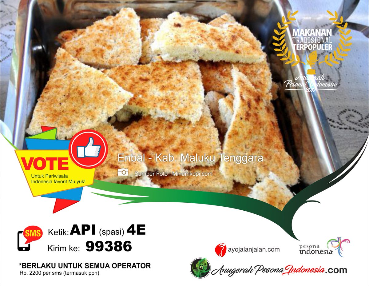KeiTourism's tweet photo. Dear All
Tinggal 6 Hari lagi untuk Dukung Pariwisata Pulau Kei.

Bantu VOTE kirim SMS ke 99386
- (Enbal) Ketik 4E
- (Taninbar Kei) Ketik 11B https://t.co/n0wAtpiCgM