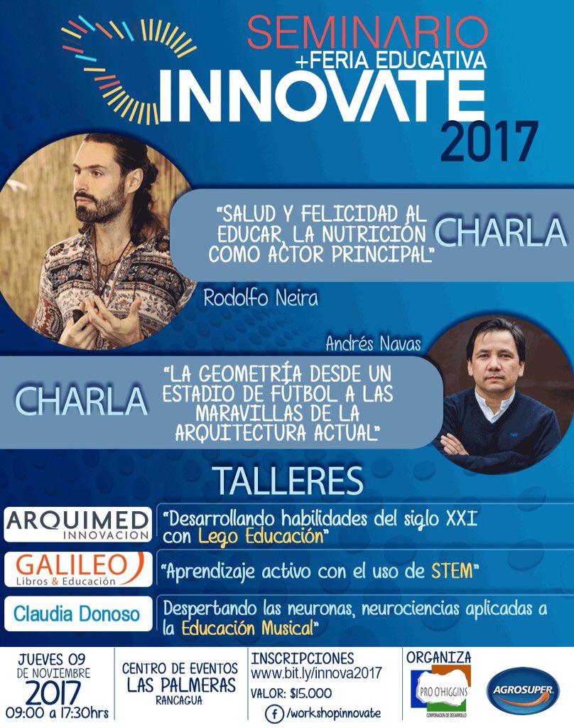 Workshopohi's tweet photo. SEMINARIO INNÓVATE 2017, el encuentro educativo de la región, https://t.co/s27etn5tiv https://t.co/KpXepya5dK