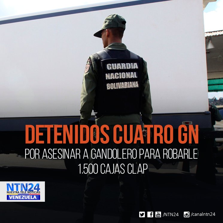 NTN24ve's tweet photo. Cuatro GN asesinaron a conductor de gandola con cajas CLAP para robar la carga https://t.co/jq1fNIYvIq https://t.co/Dd1QYsyYRJ