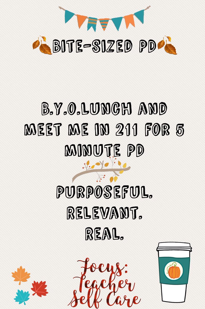 mrsramireza's tweet image. Excited to meet with teachers tomorrow for a ‘bite-size’ PD during lunch time. #5minutePD