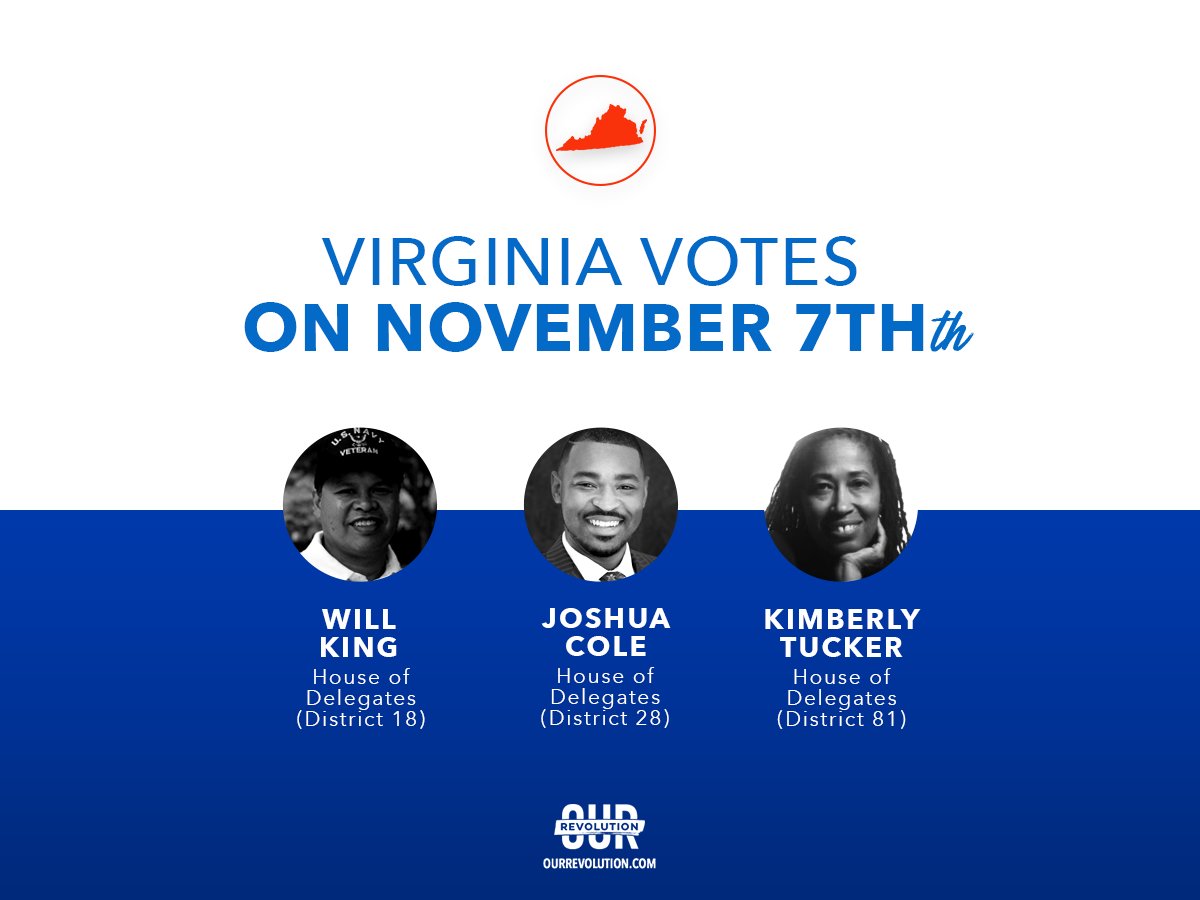OurRevolution's tweet photo. Excited to announce our endorsement of these three amazing candidates for Virginia's House of Delegates! https://t.co/mdPrxF79Dz https://t.co/sT8sC8eMWr