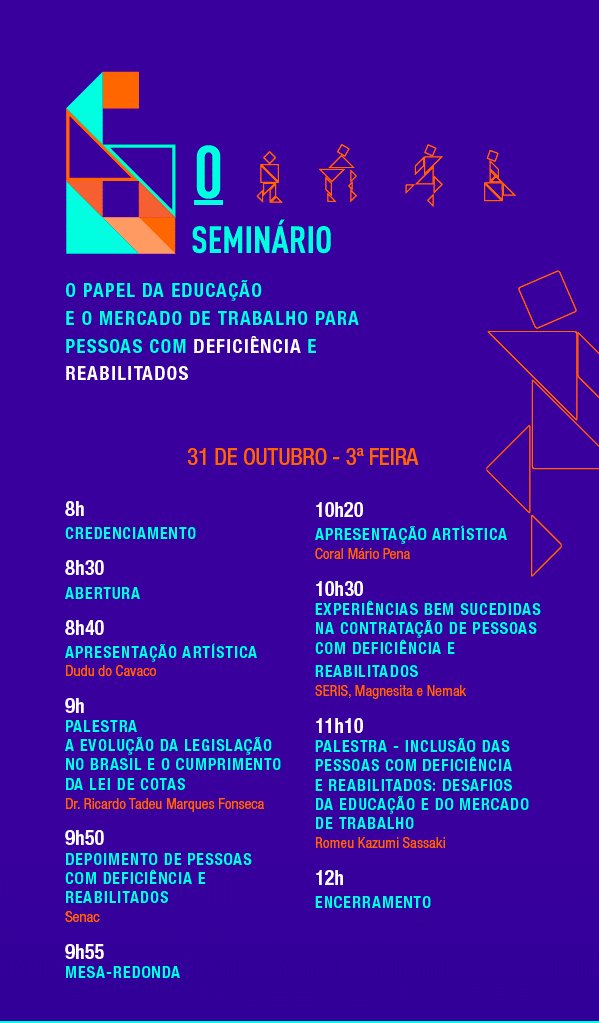 SempreIncluidos's tweet photo. 6º Seminário de Acessibilidade 
https://t.co/mWJtRk4Laz 
#sempreincluidos #seminario #acessibilidade #PcD https://t.co/bDvTC9WZfL