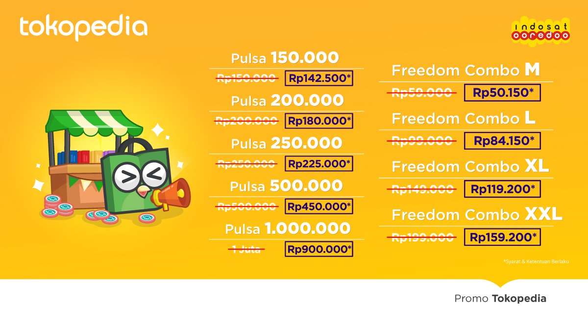PopSlide_ID's tweet photo. Hey pengguna Indosat! Ayo beli pulsa di Tokopedia melalui PopSlide selagi harganya lagi enak2 nih! #Tokopedia #Popslide #pulsa https://t.co/guHv9tqrPZ