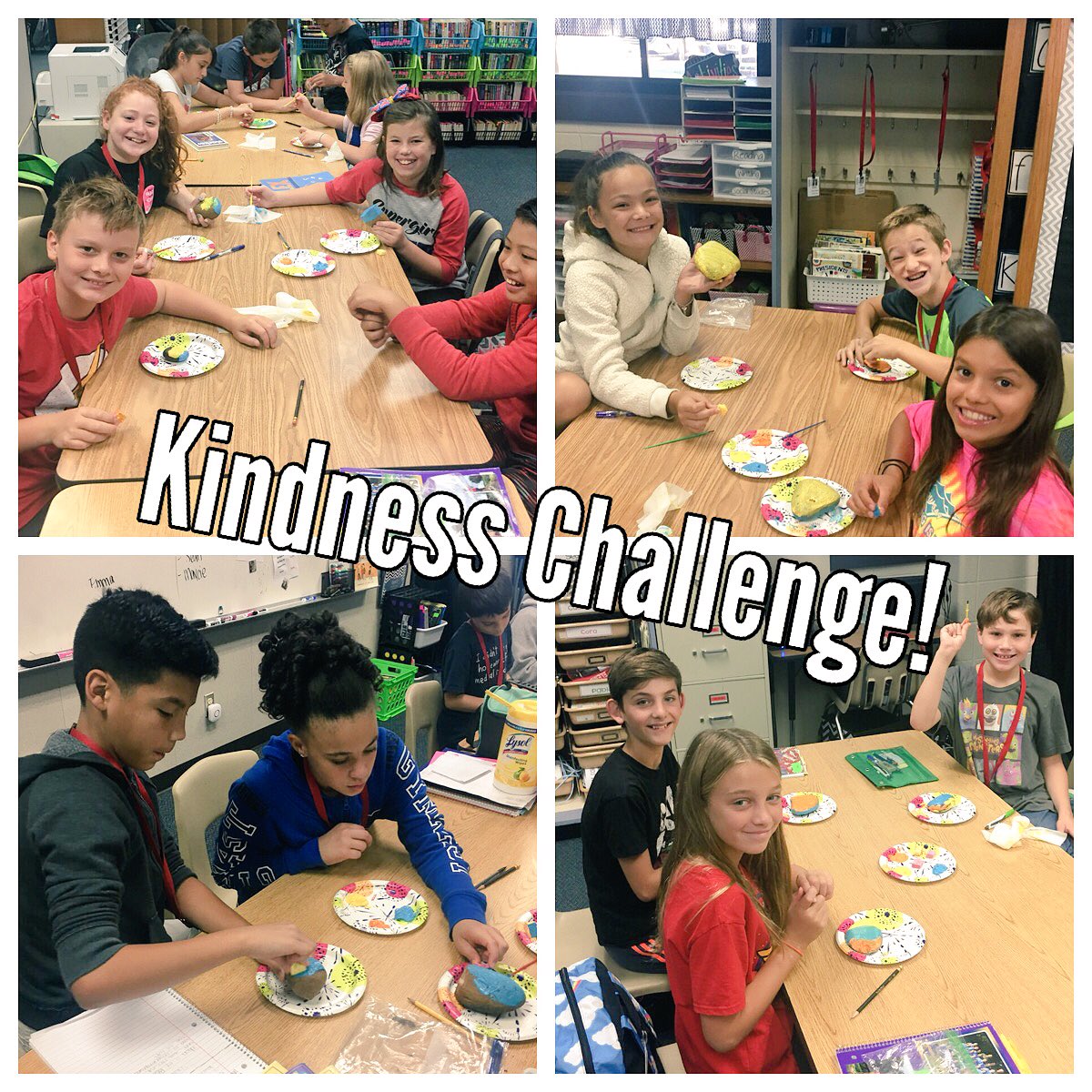 decooklions's tweet photo. We had a great time painting rocks for our challenge this month. #KMChallengeOct #HESKindMinds #Kindnessmatters #lovemy5thgraders https://t.co/aWbDKBPwTl