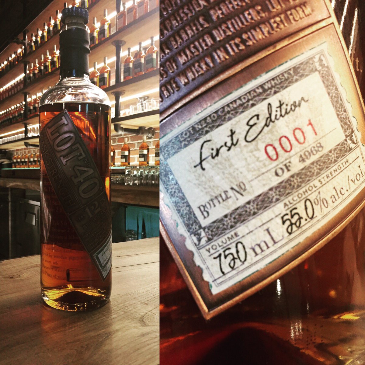 HRyeWhisky's tweet photo. Lucky night..... whisky tasting by chance had bottle #0001 of 4968 of our limited release #lot40caskstrength https://t.co/jDr9gTBlXR