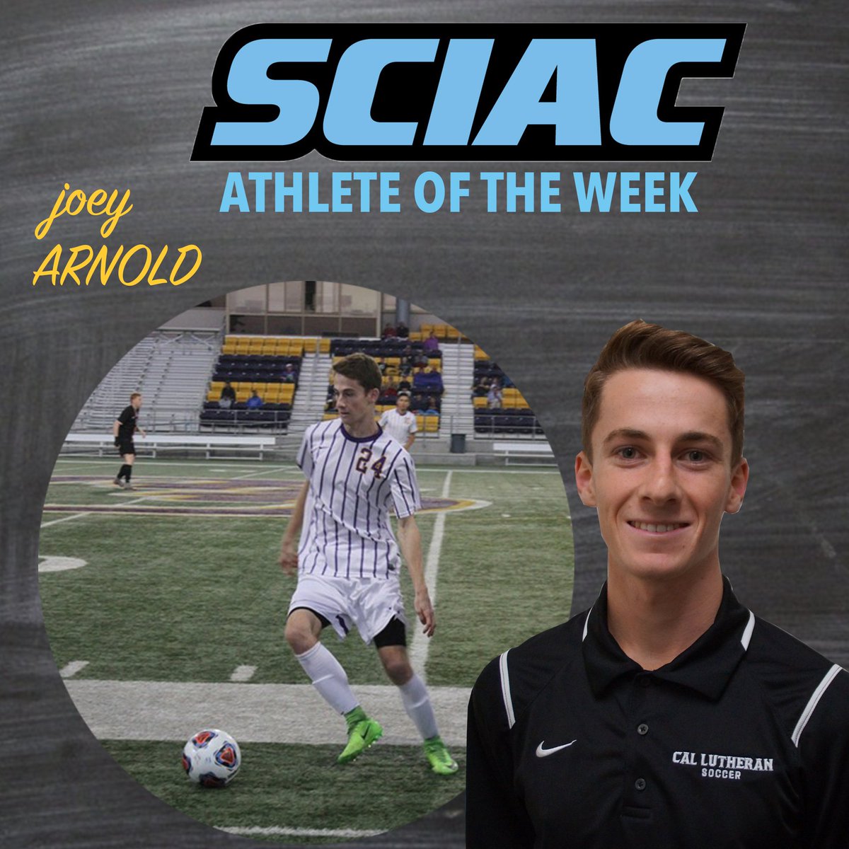 CLUSports's tweet photo. Congrats to @CLUmSoccer's Joey Arnold on being named the Men's Soccer AOW! Story: https://t.co/Q4ALxMTYvW #gokingsmen #theSCIAC #clusports https://t.co/oWXk0o97iC