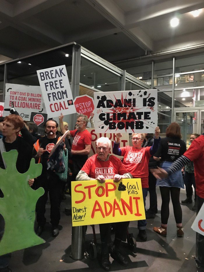StopAdaniCairns's tweet photo. “Good stewardship means no more new coal mines” @pgarrett @midnightoilband #NPC #StopAdani #auspol #qldpol @QldEHP #QldClimateAction https://t.co/eYZt9ARsB5