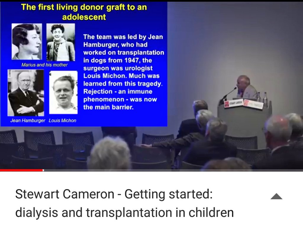 ESPN2017's tweet photo. First transplant in an adolescent was from mother to son in Paris in 1952. Sadly no immunosuppression. Watch Stewart Cameron recounting early days of Dialysis &amp; Transplantation in Children https://t.co/xR6kEgXTIo