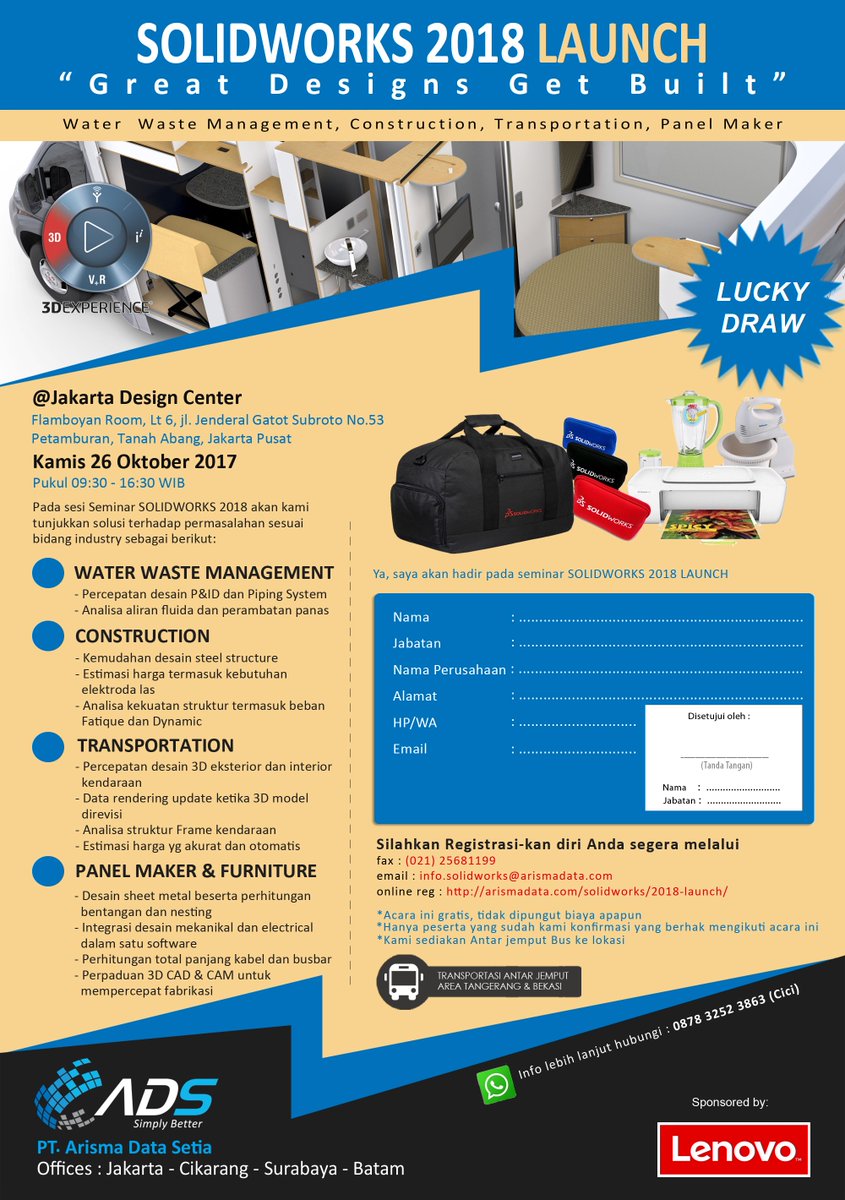 SolidWorksADS's tweet photo. tinggal 2 hari lagi menuju acara SOLIDWORKS 2018 Launch #2. sponsored by LENOVO
https://t.co/s5CzaHlug4
#swid2018 #solidworks #ptarisma https://t.co/qI1UbjTaZK