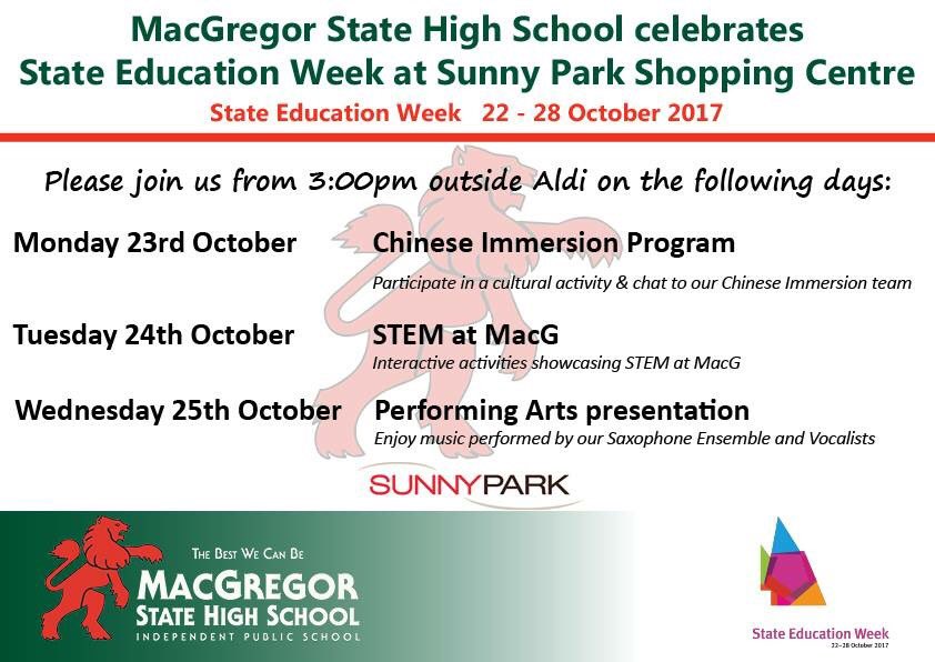 MacGregorSHS's tweet photo. MacG does #StateEducationWeek at Sunny Park shops. Yesterday’s Chinese Immersion display was a hit with locals. Today STEM team in action! https://t.co/CnAfz3szPe