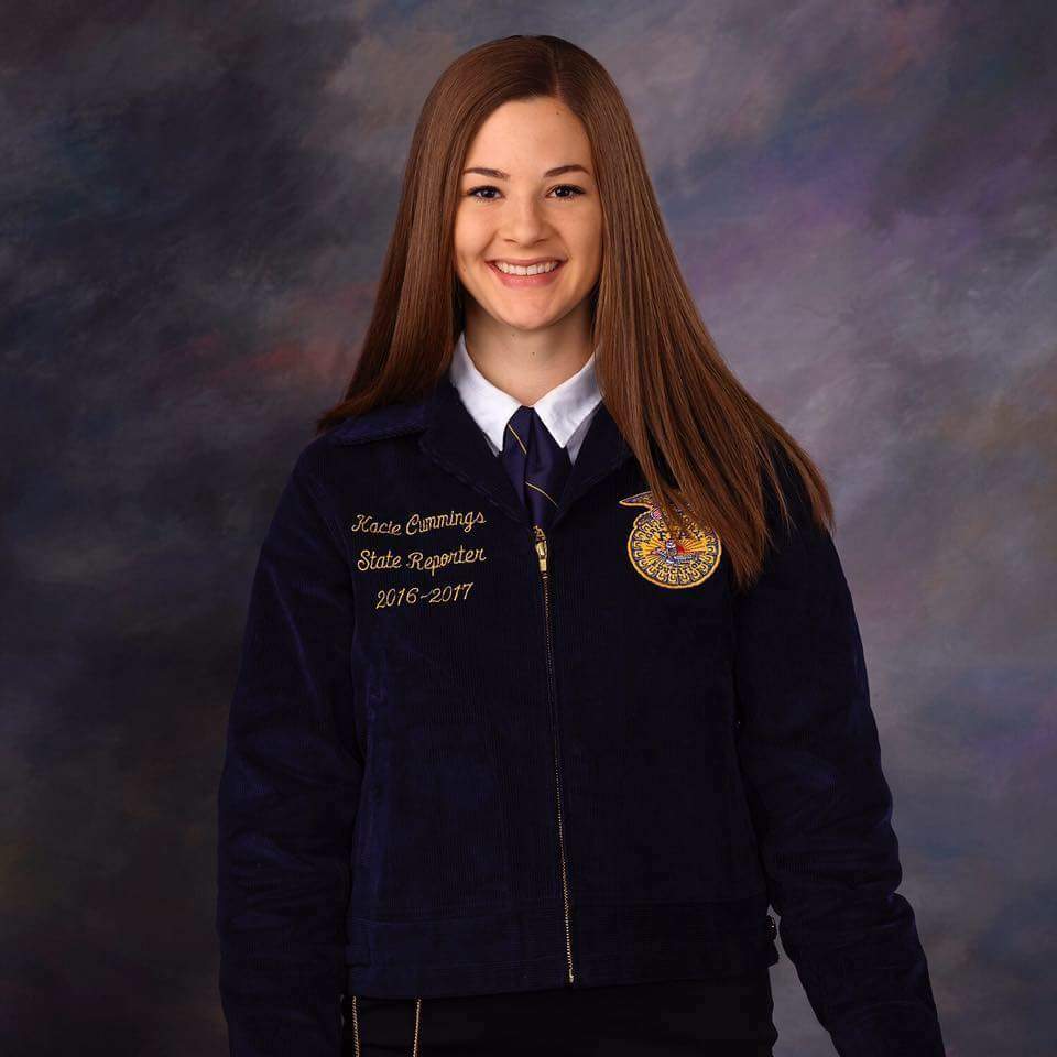 FFAWest's tweet photo. Congratulations to Montana's Kacie Cummings as she advances to the final round of the 2017 National FFA Officer selection process! Watch the announcement live Saturday on @OfficialRFDTV or live stream  https://t.co/W7oDv5M145 at 11:30am MDT #ICanWeWillFFA https://t.co/62GWsrllnj