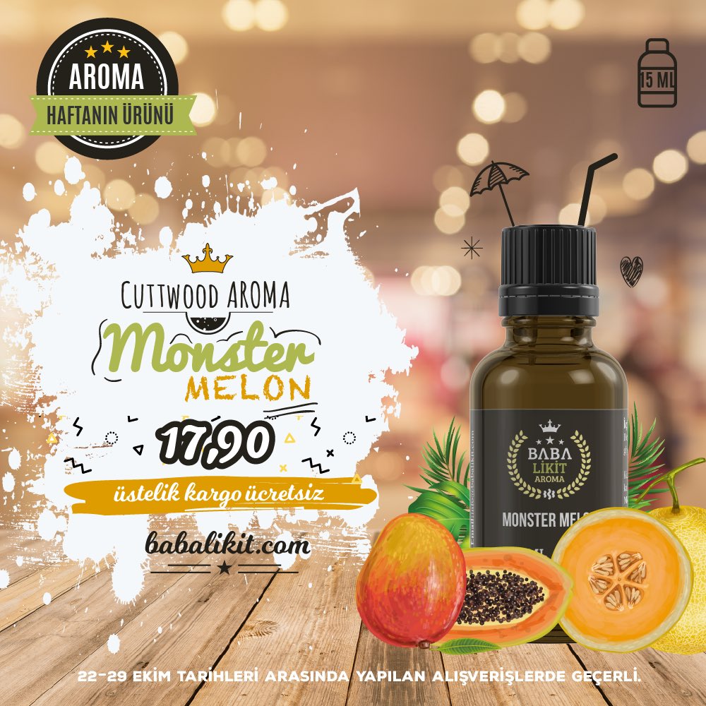 babalikit's tweet photo. Premium aroma karışımı Monster Melon bu haftaya özel cam şişesinde sadece 17,90 TL
#tfa #flavor #elektroniksigara #aroma  #ucretsizkargo https://t.co/D7uXDlaAfR