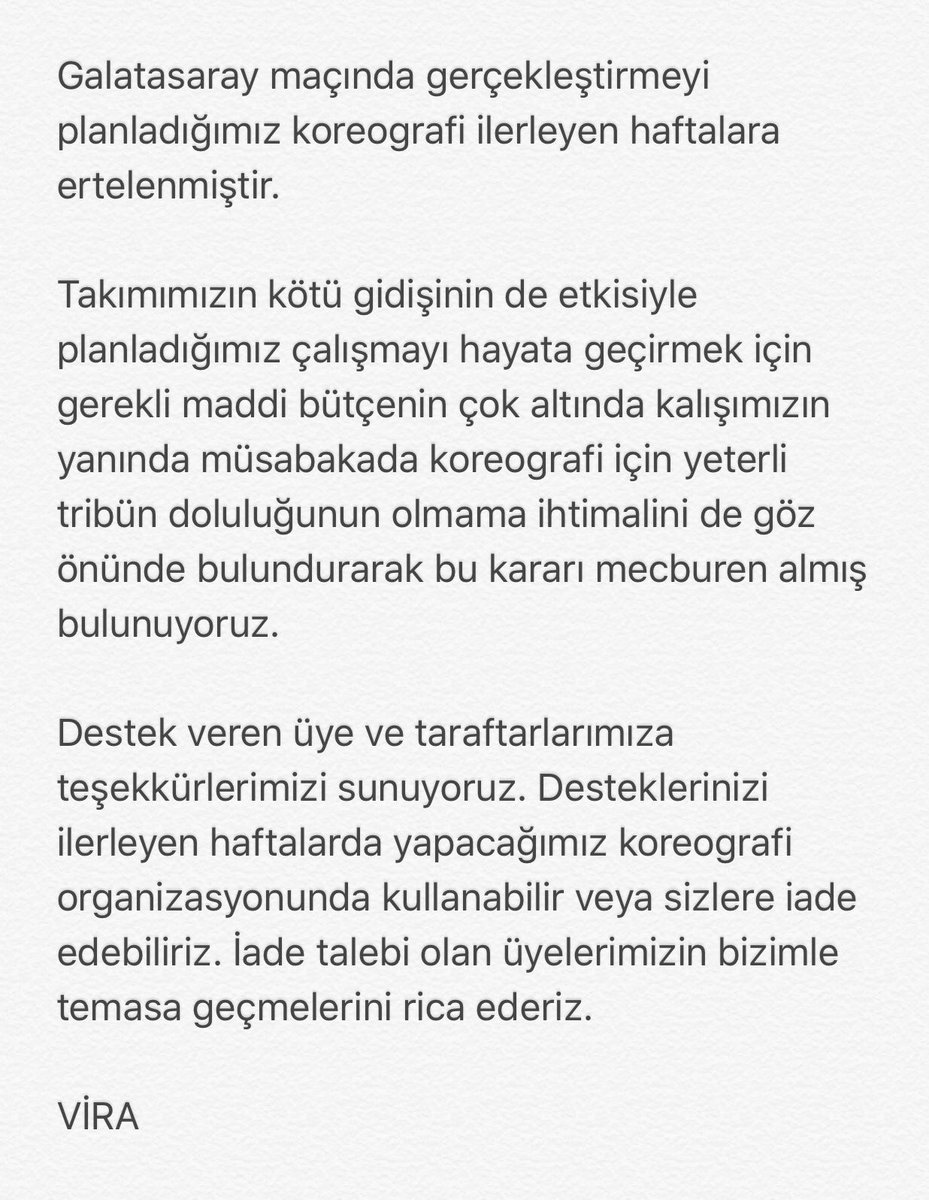 haydevira's tweet photo. Galatasaray maçında gerçekleştirmeyi planladığımız koreografi ile ilgili açıklama: https://t.co/QMD24AnynE