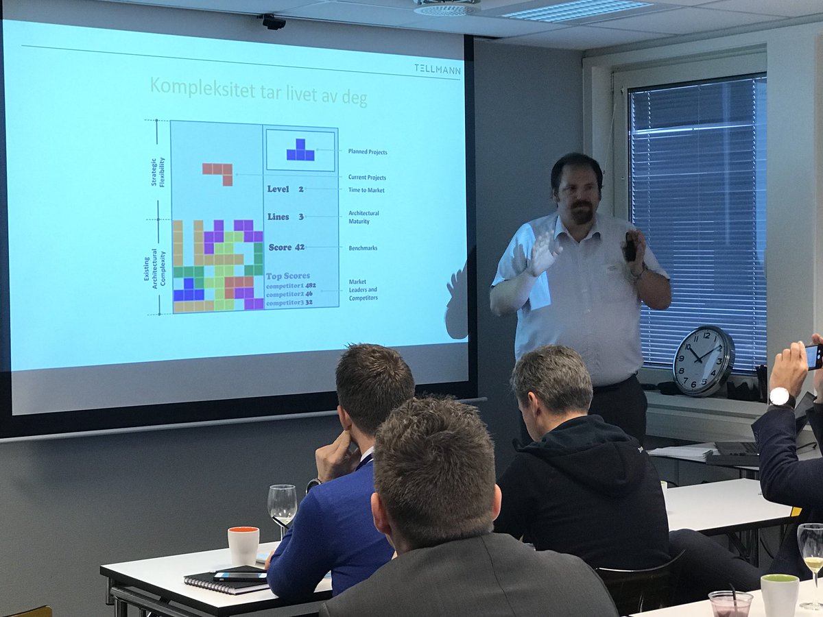 TellmannNorge's tweet photo. Henrik Førli sammenligner endringstakt og teknisk gjeld med Tetris @TellmannNorge @DigitalForretningsutvikling https://t.co/gk3mJIx3tm