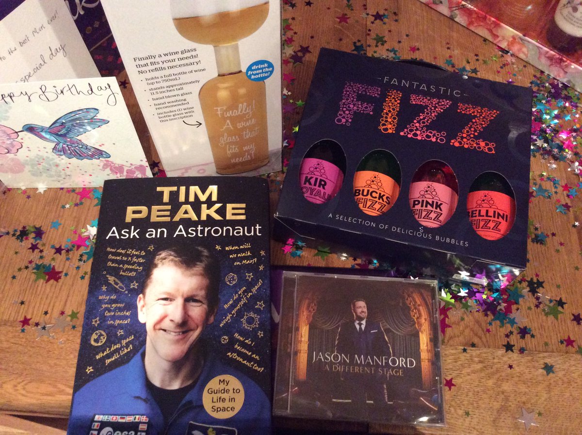 elarastar's tweet photo. My family know me too well! So excited to read @astro_timpeake's new book!! Whilst drinking wine and listening to @JasonManford!!! #47today😃 https://t.co/HvLexqmvk1