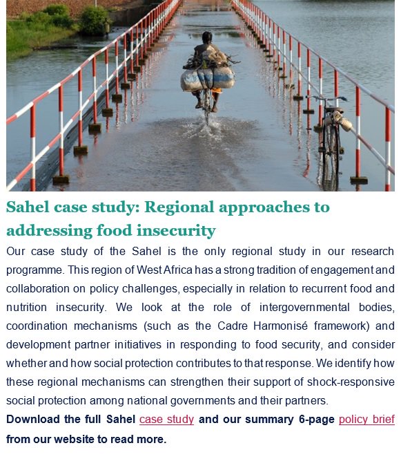 Clare_OBrien's tweet photo. NEW! OPM study (2 of 2): Role of #socialprotection policy in regional food security in the Sahel https://t.co/c6F7FqlMgR #shockresponsiveSP https://t.co/FaVpoQL08y
