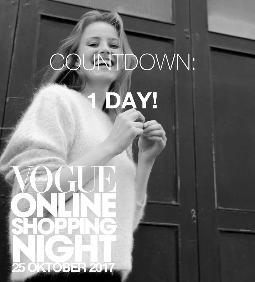 786FRIDGE's tweet photo. 1 DAY TO GO #vogue #vogueonlineshoppingnight #VOSN #20%off #25oktober #wednesday #onselecteditems #online&in-store #786FRIDGExVOGUE https://t.co/8huVLKAN2H