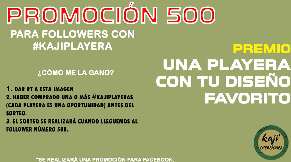 KajiCreaciones's tweet photo. Ya estamos esperando a nuestro follower 500 y lo celebraremos regalando una #Kajiplayera. Lee las bases para el sorteo en la imagen. RT. https://t.co/qCHrJzrSui