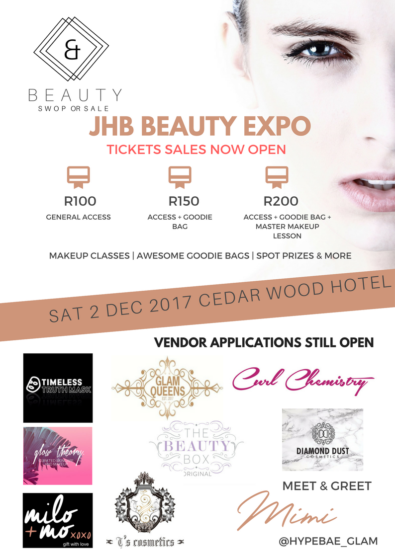 beautyswop's tweet photo. Tickets are available!Purchase yours from our online store #beautyswop #BSSExpoJHB #jhb #jhbblogger #beautyexpo #beautyblogger https://t.co/1zSoYA9VqJ