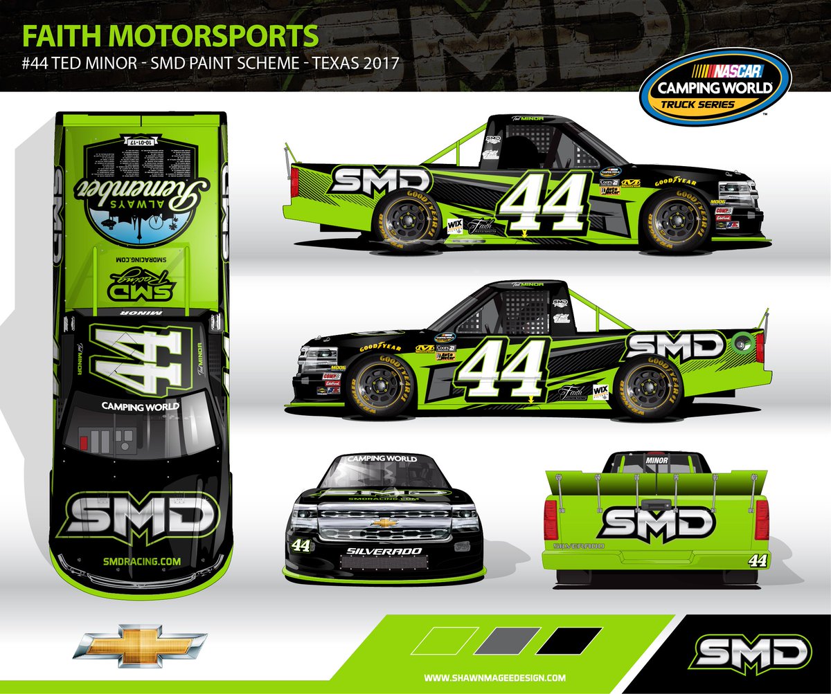 SMD_racing's tweet photo. @MikeMassaroTV The #44 is running a special tribute to honor the victims of the tragic shooting in Vegas. We'd love your support @Jason_Aldean @jakeowen https://t.co/sRDHMJUgyI