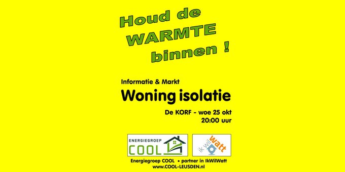 coolleusden's tweet photo. Woendag aanstaande, in De Korf, groot opgezette markt en informatie over isoleren van uw huis. https://t.co/hBEiwHas1c