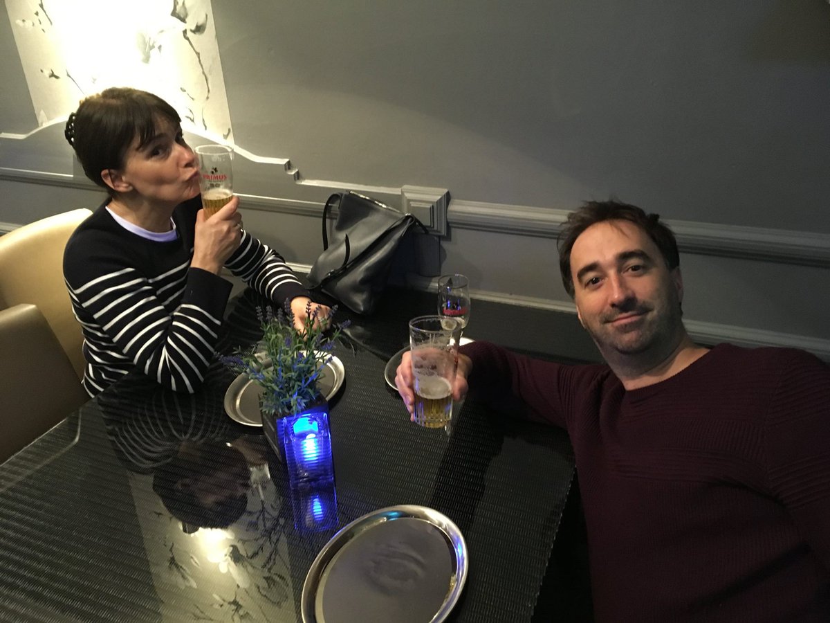 Bev and the wonderful <a href="/SWillescroft/">Simon Willescroft</a>  took full advantage of local produce on last weekend's run of shows in The Low Countries. Cheers!