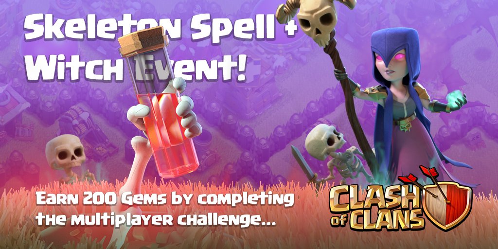 تويتر Clash Of Clans على تويتر Spook Tacular Special Rewards Earn 0 Gems When You Combine Witches With The Skeleton Spell At A 90 Discount T Co Rliihebmvg