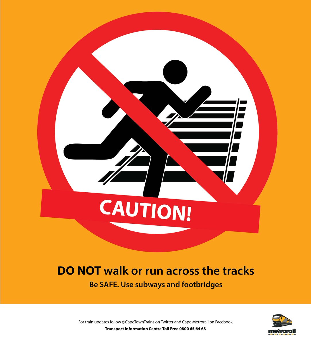 MetrorailWC's tweet photo. #Educ82BSafe Do not walk or run across the tracks https://t.co/PdXv0hGCPW