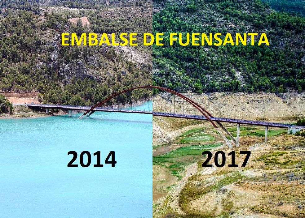 chsriosegura's tweet photo. Impresionante comparativa del embalse de Fuensanta #Albacete 📷@ruiz63 Las reservas de la cuenca caen 4hm3 y se quedan en 155 (13,6%) #Sequía https://t.co/6k6BVwbCsv