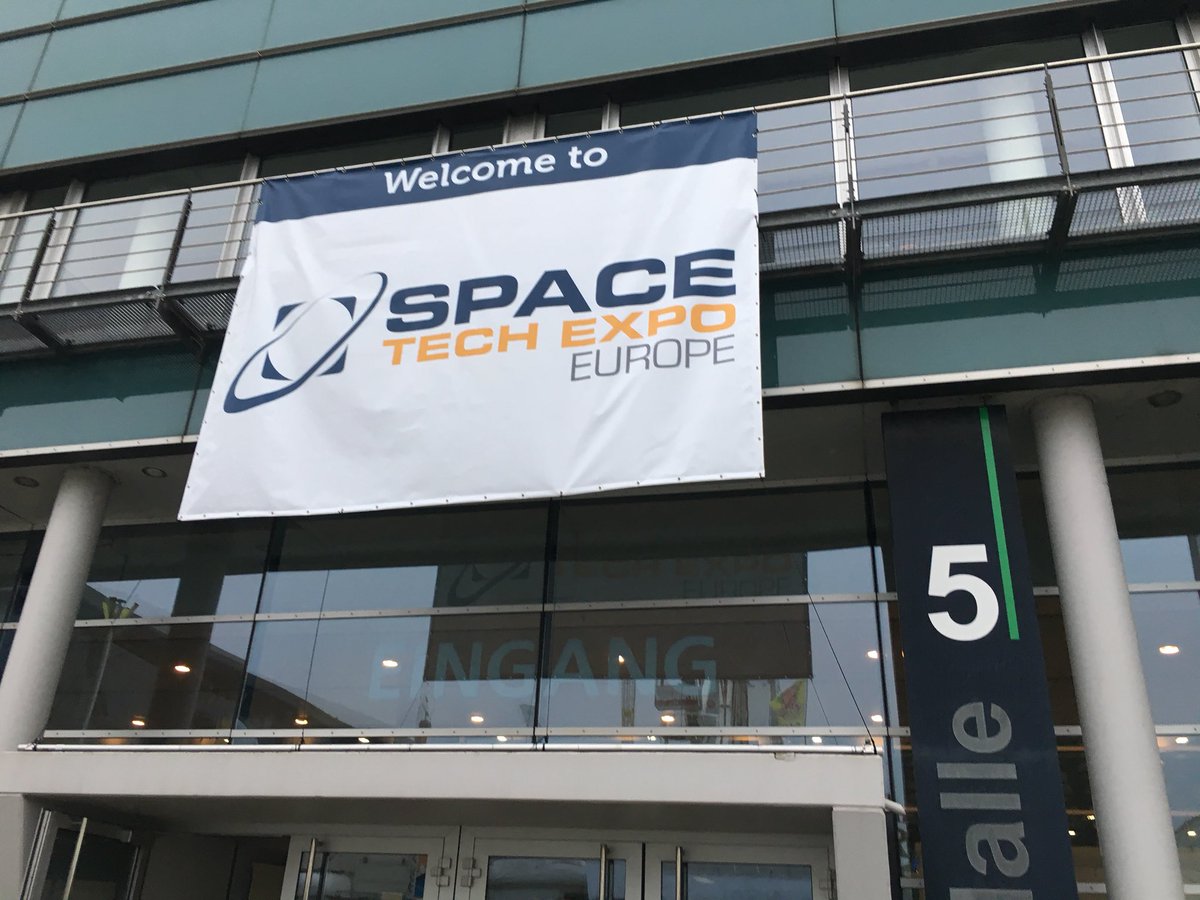 PrintechLtd's tweet photo. Here we go..@SpaceTechExpoEU here’s to a good few days #standG20 #antenna #cubesat #space https://t.co/uW6vz8BYFq